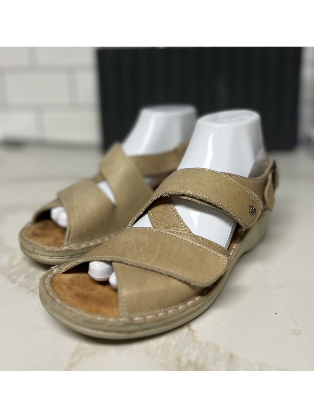 Finn Comfort Jersey Women's Beige Slingback Wedge Sandals